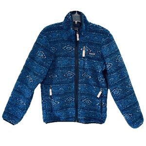 Patagonia Retro X Deep Pile Fleece Cardigan Jacket Blue Aztec Synchilla Size XS